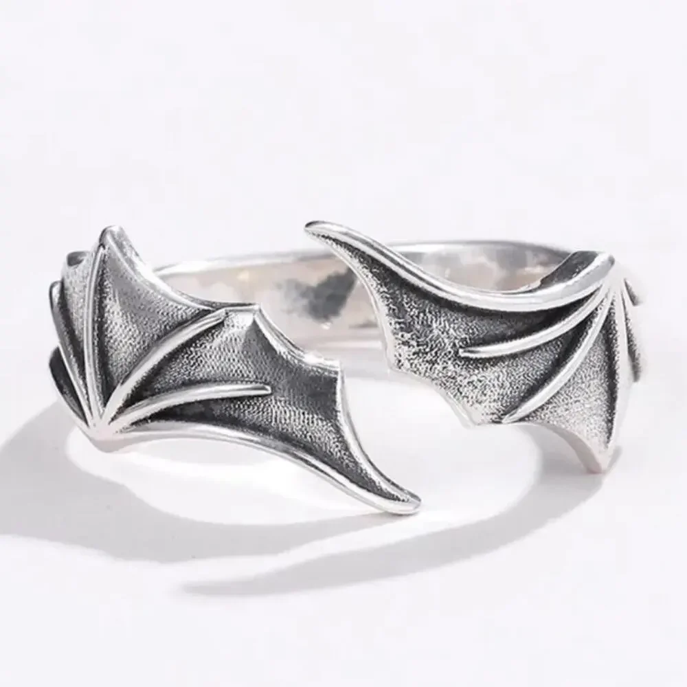 Bat Vampire Ring Silver Adjustable Halloween Scary Witch Costume Cosplay Gift - Picture 1 of 5